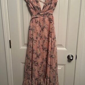 Pink Flutter Sleeve Dress